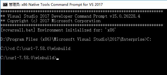 进入curl-7.58.0\winbuild目录